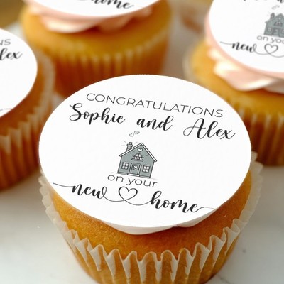 24 personalisierte New Home Cupcake Topper, Einweihung Party, Glückwunsch