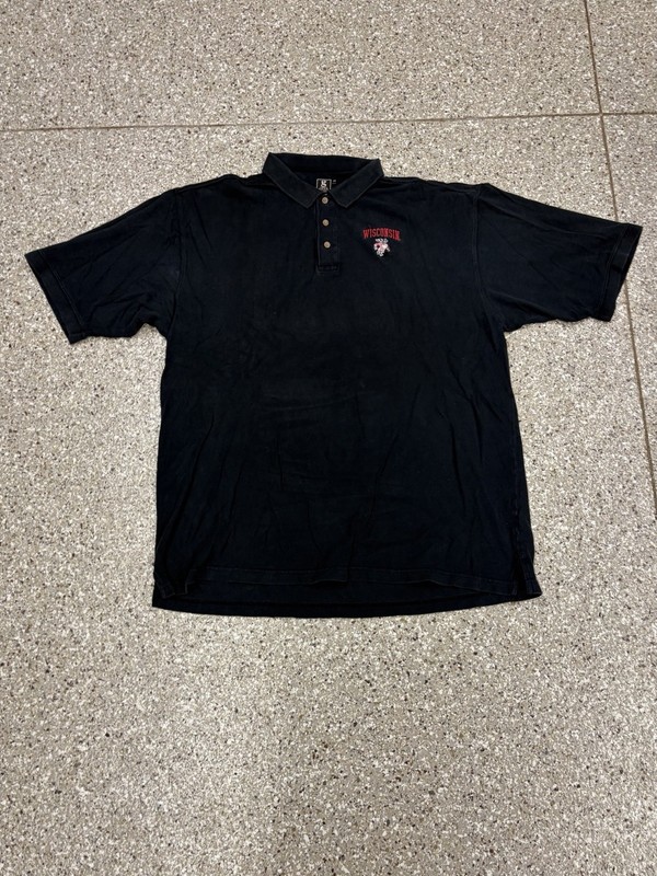 Vintage 90s Gear for Sports Wisconsin Badgers Polo XXL Black Golf