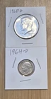 90% & 40% US Silver: 1968-D Kennedy Half Dollar & 1964-D Roosevelt Dime