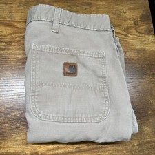 Carhartt Mens Tan Canvas Duck Work Shorts Heavy Duty Utility Size 36-37