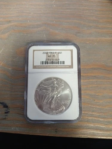 2002 AMERICAN SILVER EAGLE NGC MS70 CLASSIC BROWN LABEL