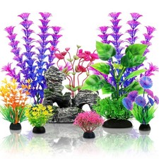 QUOZUO Fish Tank Accessories Aquarium Decorations Plants, 9pcs Colorful Fish ...