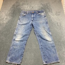 Vintage Wrangler Jeans Mens 34 Blue Denim Medium Wash High Rise Straight Leg