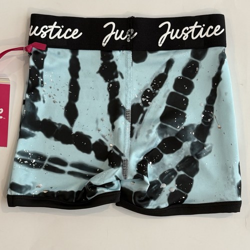 Justice Active Dance Gymnastics Sport Bra 2 Shorts Blue Tie Dye Girls XS 5-6 NEW - Picture 5 of 21