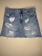 Zara Girls Light Denim Blue Jean Embellished Skirt Size 13/14