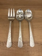 Cambridge Felicity Stainless Frosted Serving Set Fork Spoon And Pierced Spoon