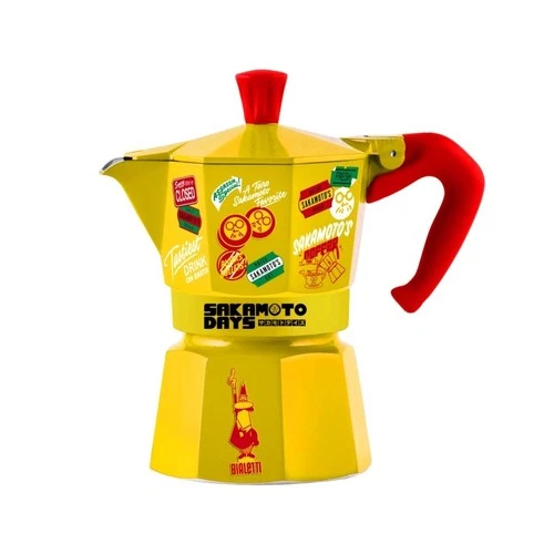 Bialetti Sakamoto Days Yellow & Red Moka Express 3 Cups Stovetop Coffee Pot