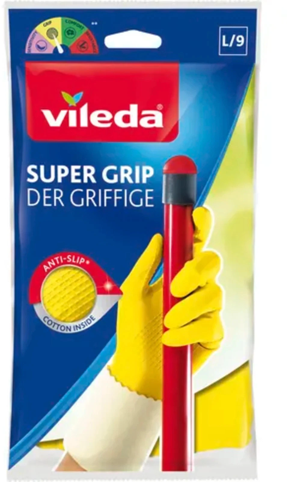 Vileda Der Griffige brown natural latex household gloves size L