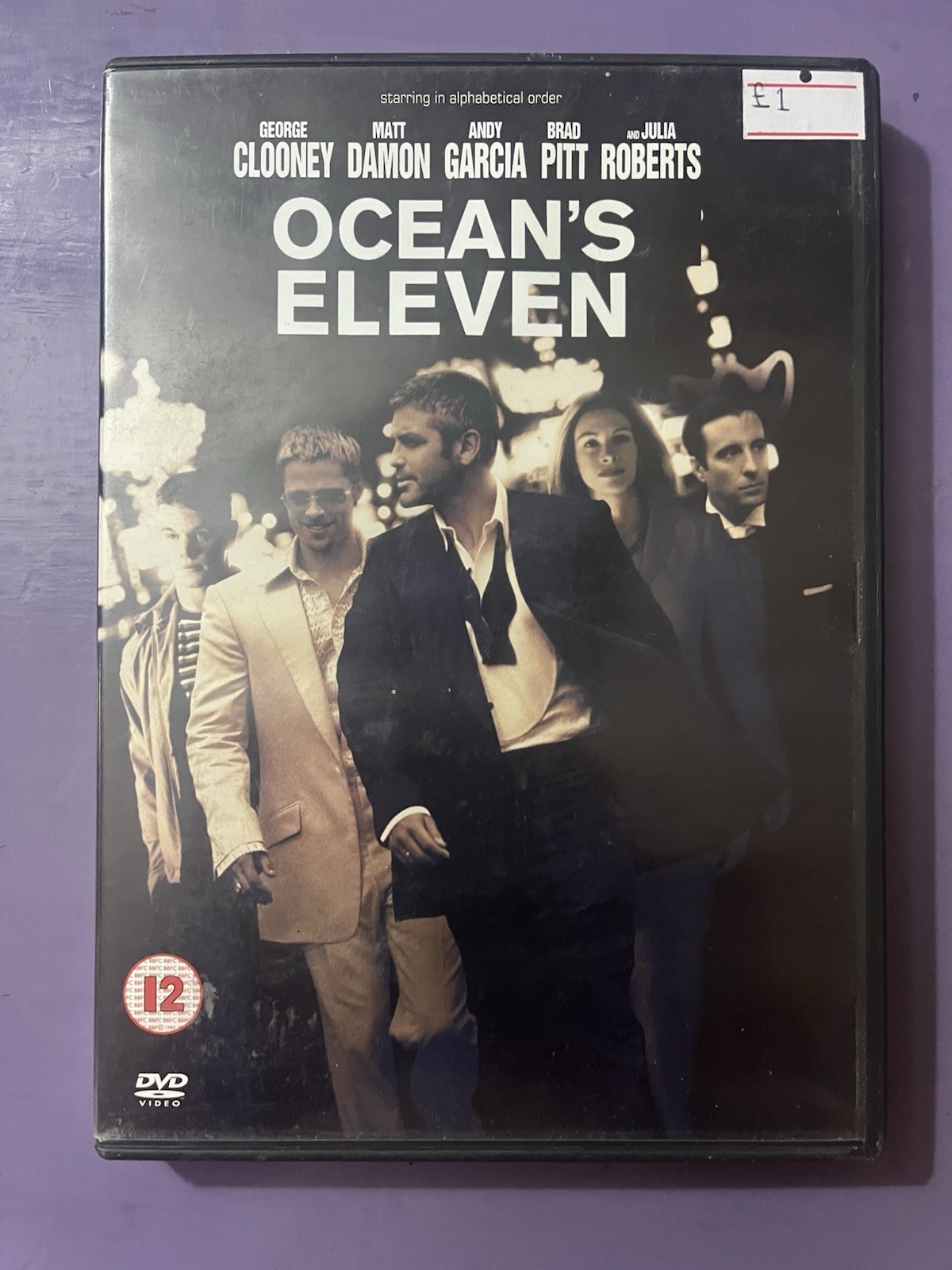 Ocean's Eleven DVD Video Movie 2002 Region 2 PAL UK George Clooney Film Cert 12