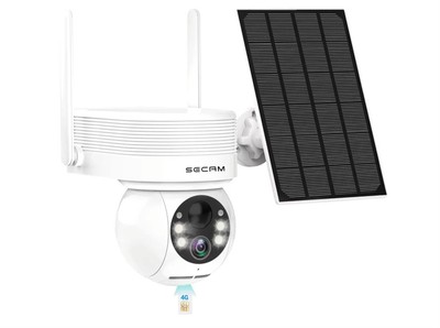 Secam 4G LTE Cellular Security Camera Wireless Outdoor with Solar Panel, 64GB SD
