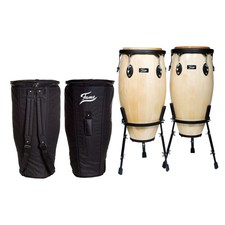 Conga Set 11" 12" Natural Wood Black Hardware Tunable Nappa Skins Percussion