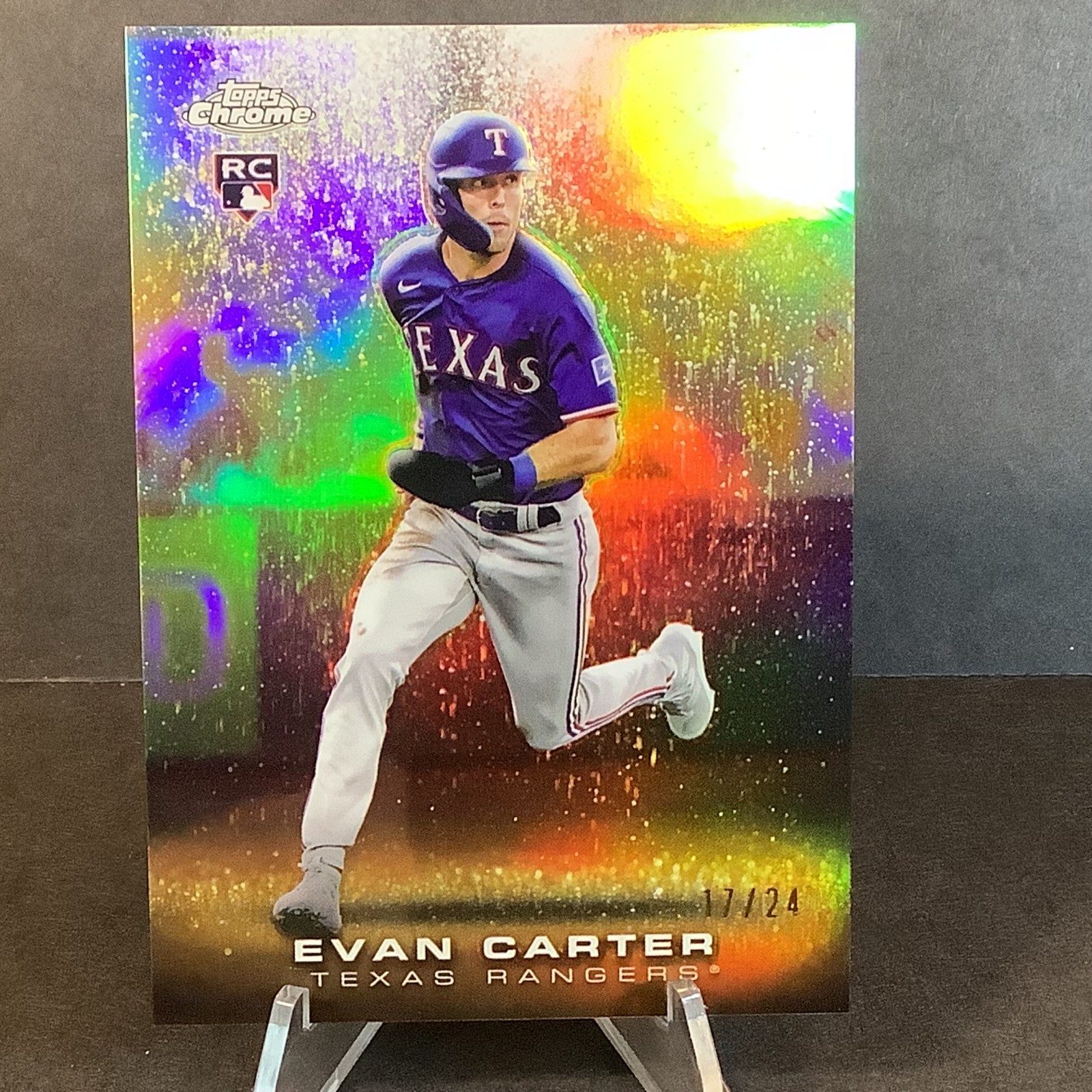 Evan Carter 2024 Topps Gilded Collection #GS-8 Gold Storm /24
