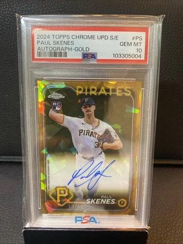 2024 Topps Chrome Sapphire- Paul Skenes- Gold Sapphire Rookie Auto /50- PSA 10