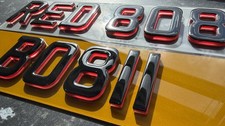 2 x 4D Ruby Red, Krystal &Gel 8mm Tinted Front & Rear NUMBER PLATES Show Plates