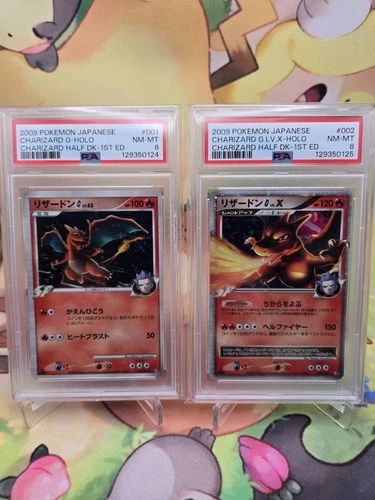Charizard G LV. X 002/016 & 001/016 1st Ed Japanese Pokemon Sequential Cert PSA8