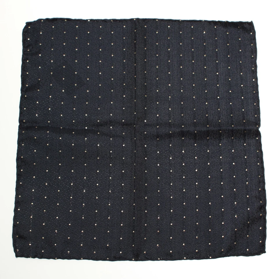 Italo Ferretti Novo com etiquetas bolso de face única quadrado azul marinho com lã/seda dourada 24 KT - Imagem 3 de 4