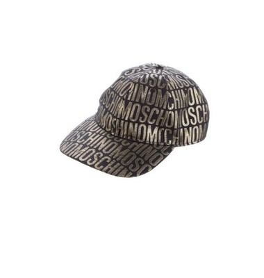 AUTH. MOSCHINO BLACK GOLD LOGO LETTERING BASEBALL CAP SNAPBACK HAT $429