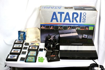 Atari 5200 Game Console Black 2 Controllers 7 Games Complete In Box Cables Plug