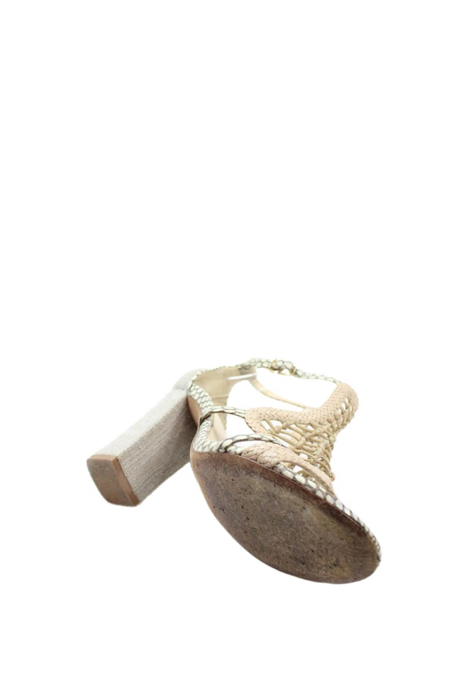 Alexandre Birman Womens Woven Leather Printed Ankle Strap Shoes Brown Sz 7.5 - Image 4 of 4