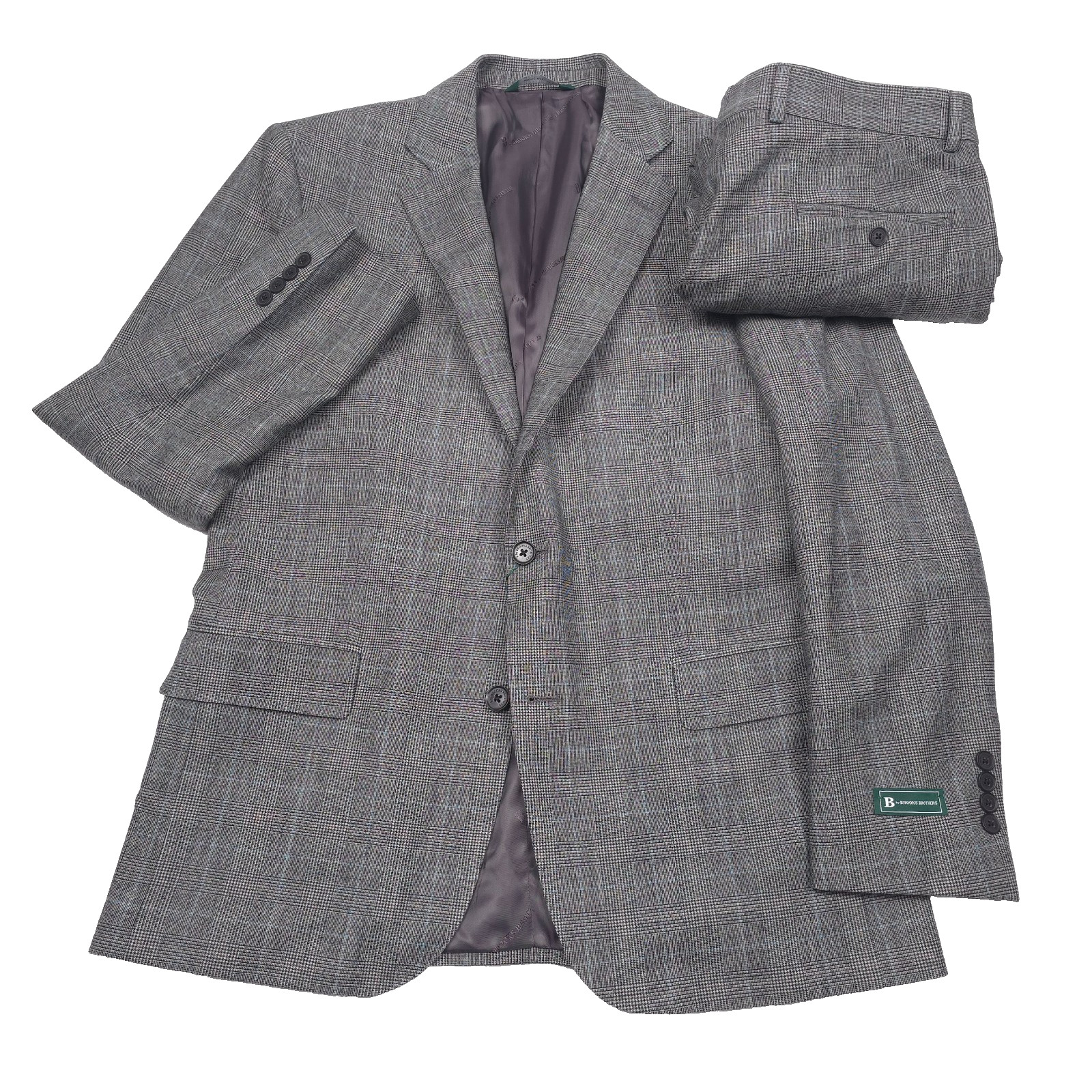 Brooks Brother Gray Glen Plaid Wool Blend 2-Piece Suit Mens Size 42R X 36 77390₽