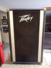 Vintage Peavey Model 210 PA Speaker 26" / 16"/ 11" w/cover tested marks front 2