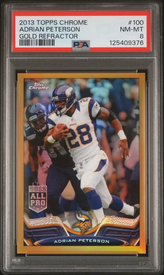 2013 Topps Chrome Adrian Peterson Gold Refractor /50 PSA 8 - Image 2 of 3