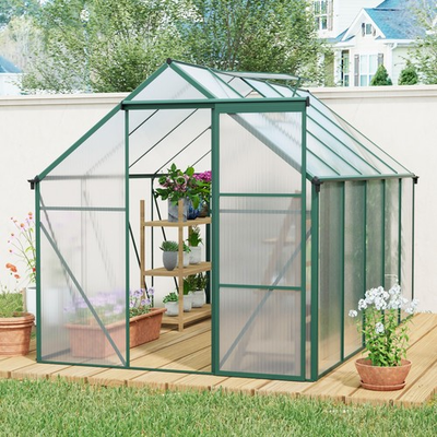 #ad 6x10 FT Polycarbonate Walk in Greenhouse with Aluminum Frame for Outdoor Garden $349.99