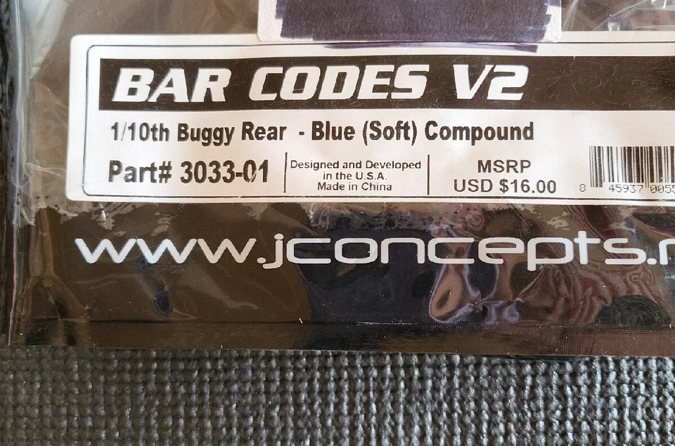 JConcepts Bar Codes V2 Blue 2.2" Buggy Rear Tires (2) JCO3033-01 *New - Image 2 of 4