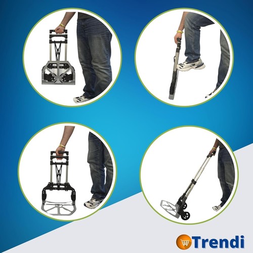 Heavy Duty Folding Hand Truck - Aluminum Trolley with 60KG Capacity - Picture 3 of 5