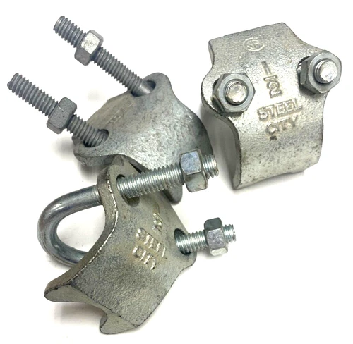 STEEL CITY CONDUIT CLAMP RIGHT ANGLE 1/2"  GALVANIZED LOT OF 3****
