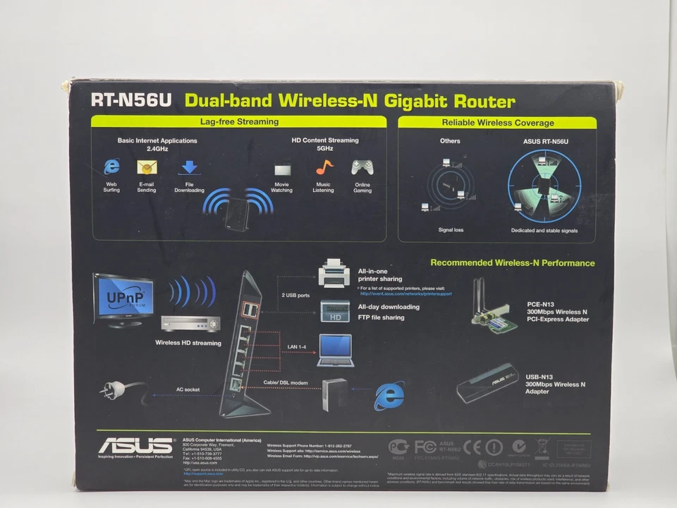 Asus RT-N56U 4-Port Gigabit Wireless-N Router 2.4 And 5 GHz 300 Mbps - Image 2 of 4