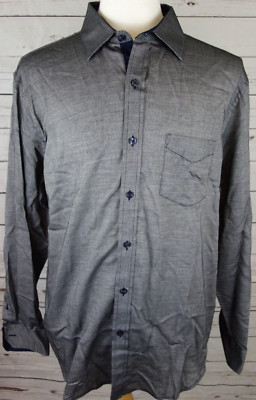 $59.50 Tasso Elba Men's Core Heather Diamond Texture Shirt, Charcoal Combo, M