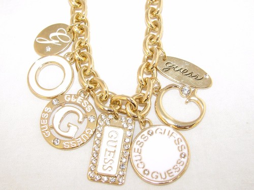 Nuevo Guess Pulido Color Dorado Multi Charm Mujer Collar+Blanco+Cristal - Imagen 3 de 6
