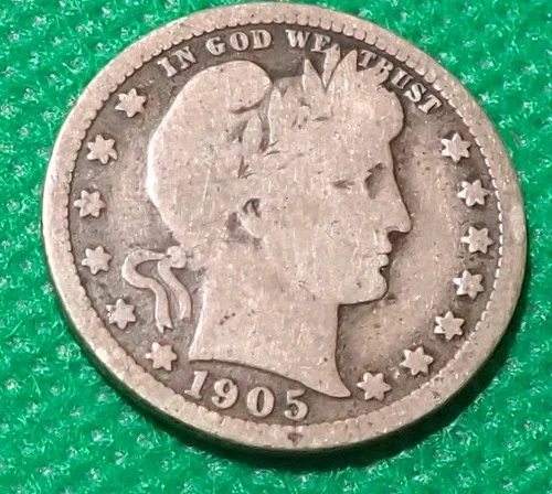 1905 25C Barber Quarter - Good - 90% Silver - # 909
