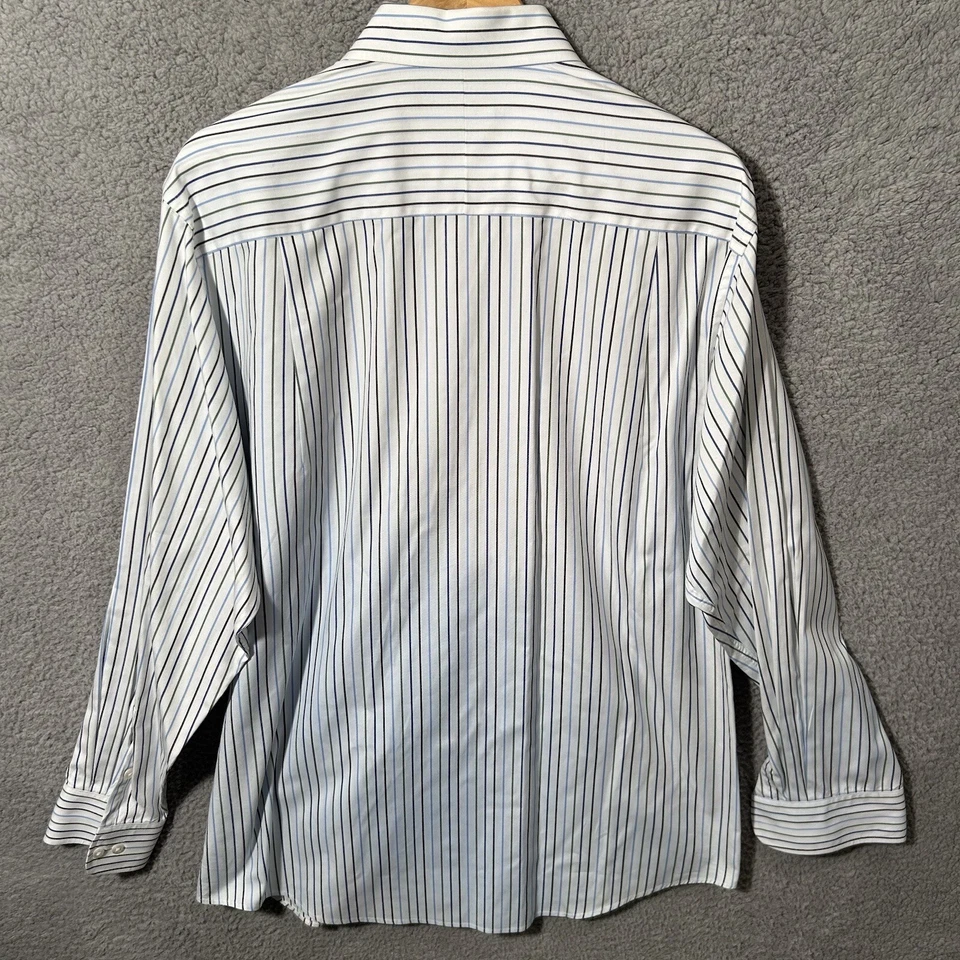 Club Room Slim Fit Striped Dress Shirt Men's XL 100% Cotton White - Image 3 of 4