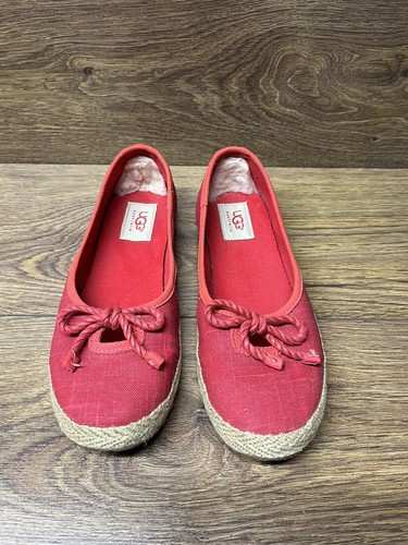 Ugg Australia Red Braid Shearling Leather Flat Shoe Size 7 - 1008397 - Picture 4 of 8