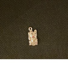 Silver Fenj  Shui waving chinese lucky cat charm