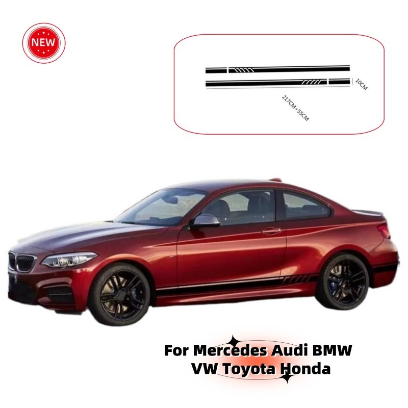 Stylish 2-Piece Vinyl Side Door Decals for Mercedes Audi BMW Ford VW Toyota Honda