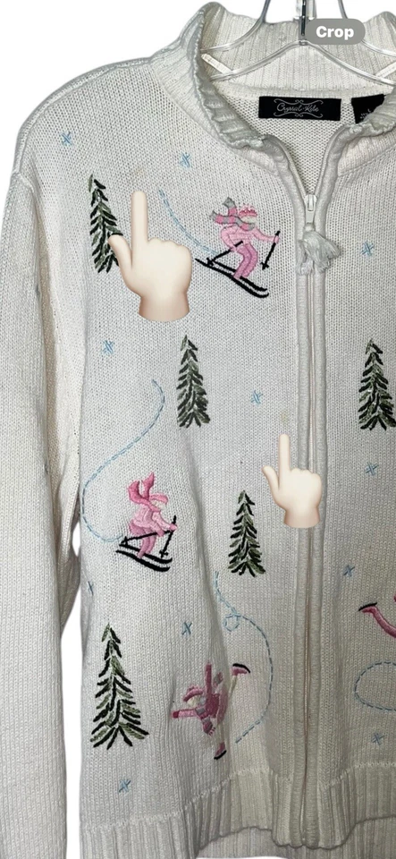 Cárdigan suéter vintage Crystal-Kobe patinadores sobre hielo para mujer talla L Foto 3 de 3