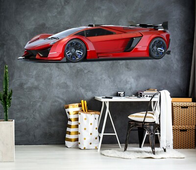 3D Rot Kühl H794 Auto Wallpaper Wandbild Poster Wandaufkleber Transport Honey