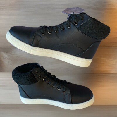 Size 7-SONOMA GOOD FOR LIFE WOMEN S KINSLEY FAUX-FUR HIGH TOP SNEAKER black