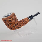 AGovem Ornament Handcarved Block Meerschaum Smoking Tobacco Pipe Silver AGM-1758