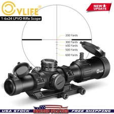 1-6X24 LPVO Rifle Scope Red Illuminated BDC Reticle 223/5.56 .308/7.62 Gun Scope