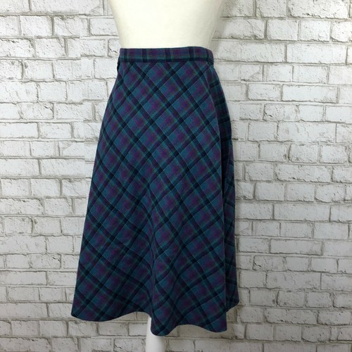 Vintage Robert James Plaid Wool Blend Skirt High Waist Flare Size 10 M - Picture 3 of 7