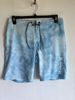 Hurley Surf Brand Surfing Board Shorts Men 32, Blue Tye Dye Look, 
