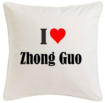 KISSENBEZUG I LOVE ZHONG GUO 40CMX40CM AUS MIKROFASER