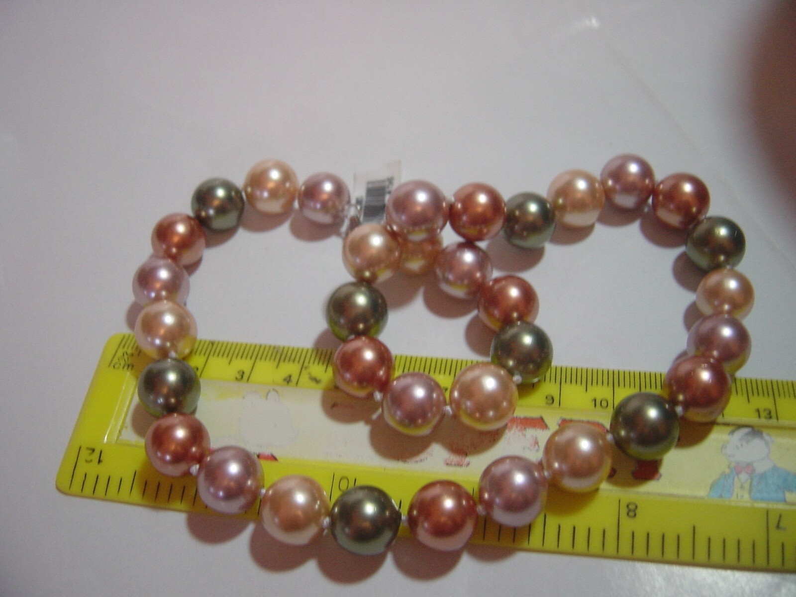 Vintage-solid Silver FAUX LARGE classy pearls Nec… - image 5