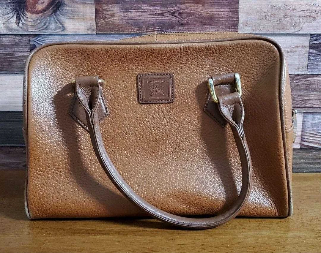 BURBERRY Mini Boston Bag Brown Stylish Large Capacity Women Used