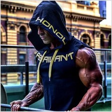 SUdadera Con CaPucha Sin Mangas Para Hombres Camisa DePortiva AjusTada Gimnasio