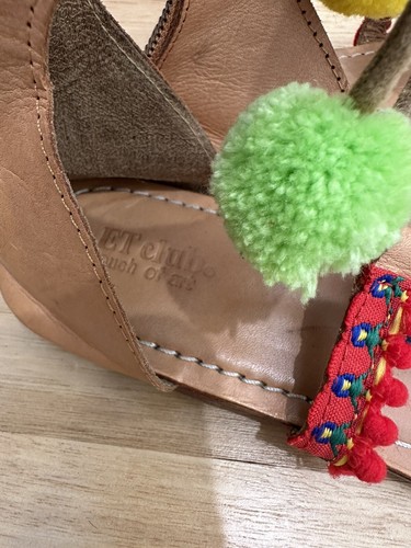 Pom Pom Gladiator Mid Calf Strappy Sandals Pom Pim Tassels Rainbow Eu 39 8 Boho - Picture 5 of 7